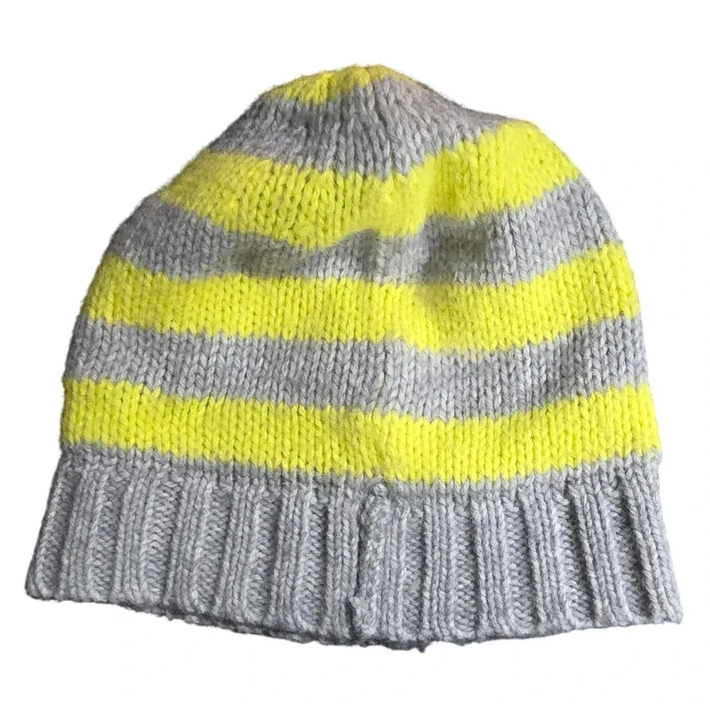 GAP Kids‎ Vintage Beanie Hat Gray Yellow Stripe Alpaca Acrylic One Size Unisex